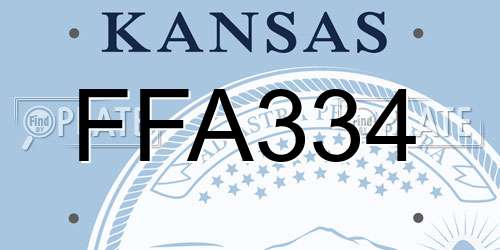 FFA334 Kansas License Plate