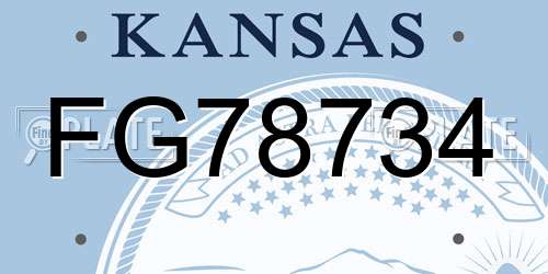 FG78734 Kansas License Plate