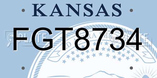 FGT8734 Kansas License Plate