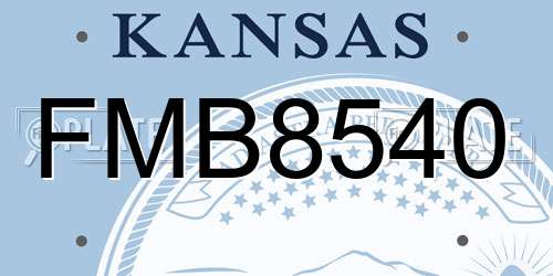 FMB8540 Kansas License Plate