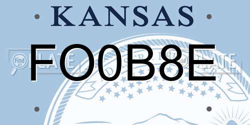 FO0B8E Kansas License Plate
