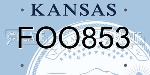 FOO853 Kansas License Plate