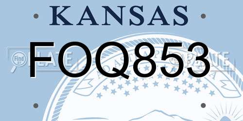 FOQ853 Kansas License Plate