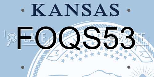 FOQS53 Kansas License Plate
