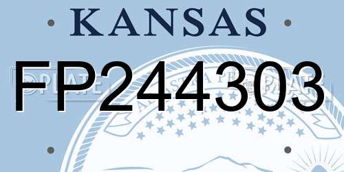 FP244303 Kansas License Plate