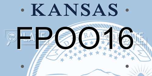 FPOO16 Kansas License Plate