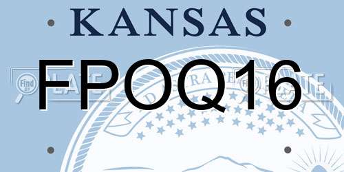 FPOQ16 Kansas License Plate