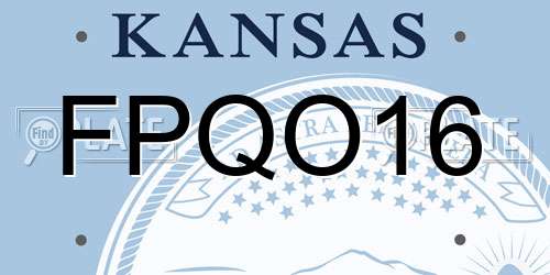 FPQO16 Kansas License Plate