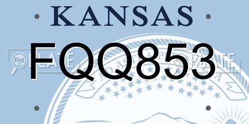 FQQ853 Kansas License Plate