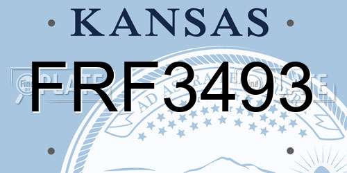 FRF3493 Kansas License Plate
