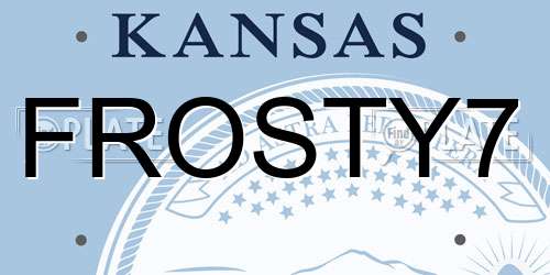 FROSTY7 Kansas License Plate