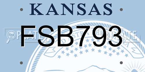 FSB793 Kansas License Plate