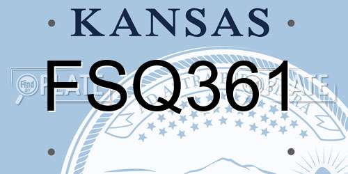 FSQ361 Kansas License Plate