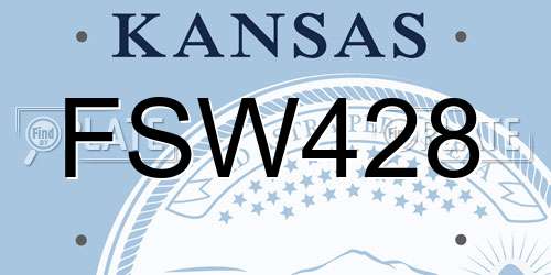 FSW428 Kansas License Plate