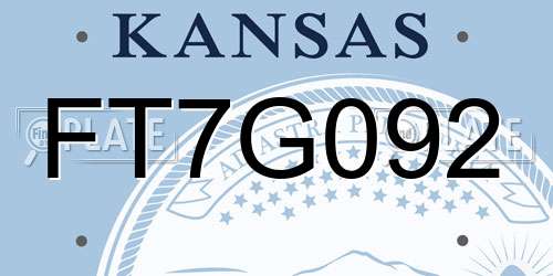 FT7G092 Kansas License Plate