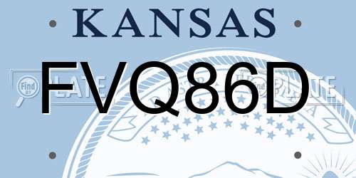 FVQ86D Kansas License Plate