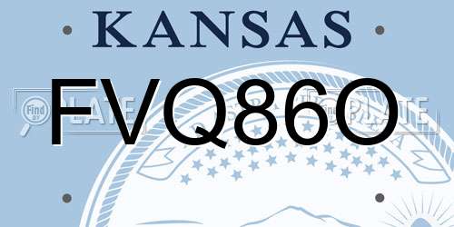 FVQ86O Kansas License Plate