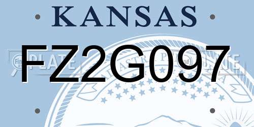 FZ2G097 Kansas License Plate