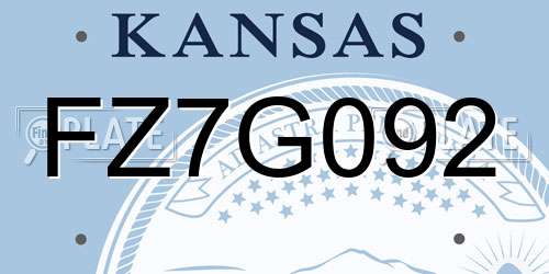 FZ7G092 Kansas License Plate