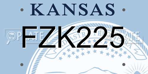 FZK225 Kansas License Plate