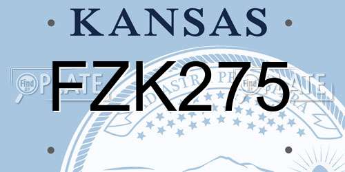 FZK275 Kansas License Plate