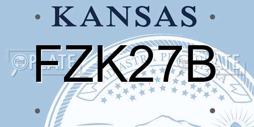 FZK27B Kansas License Plate