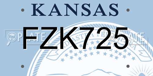 FZK725 Kansas License Plate