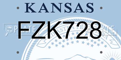 FZK728 Kansas License Plate