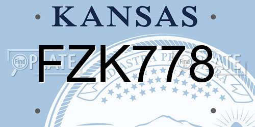 FZK778 Kansas License Plate