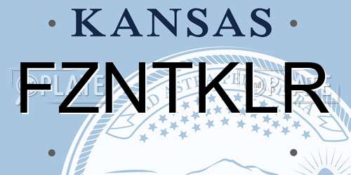 FZNTKLR Kansas License Plate