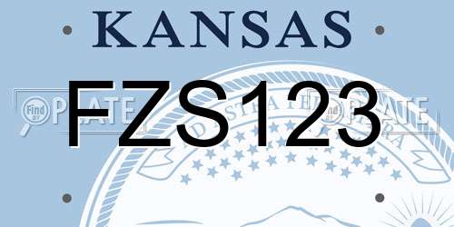 FZS123 Kansas License Plate