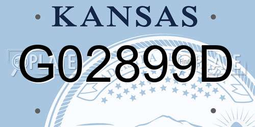 G02899D Kansas License Plate