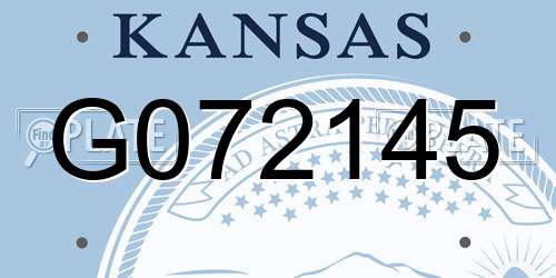G072145 Kansas License Plate