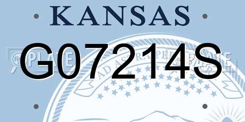 G07214S Kansas License Plate