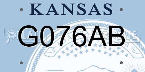 G076AB Kansas License Plate