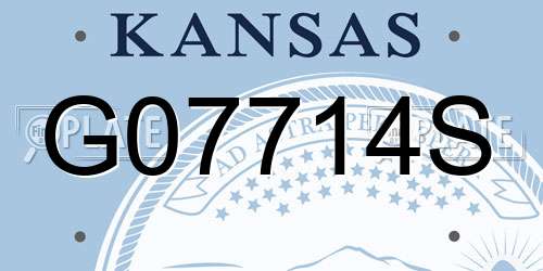 G07714S Kansas License Plate