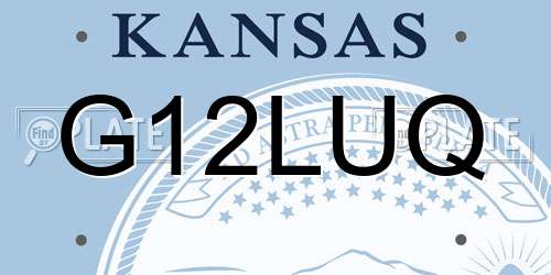 G12LUQ Kansas License Plate