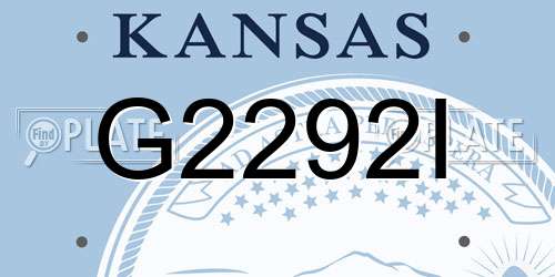 G2292I Kansas License Plate