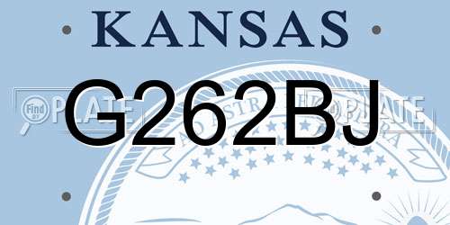 G262BJ Kansas License Plate