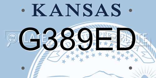 G389ED Kansas License Plate