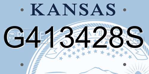 G413428S Kansas License Plate