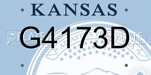 G4173D Kansas License Plate