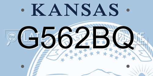 G562BQ Kansas License Plate