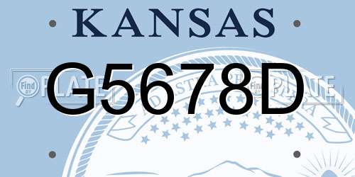 G5678D Kansas License Plate