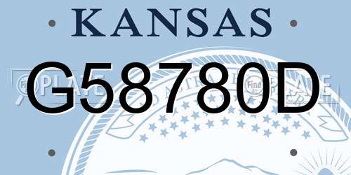 G58780D Kansas License Plate