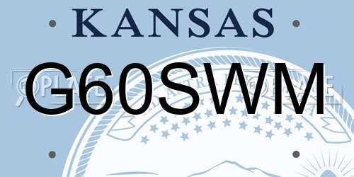 G60SWM Kansas License Plate