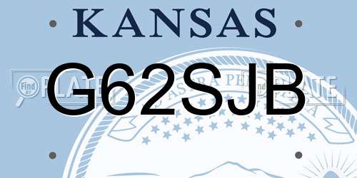 G62SJB Kansas License Plate