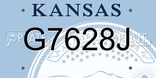 G7628J Kansas License Plate