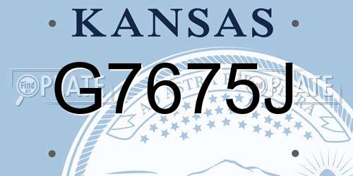 G7675J Kansas License Plate