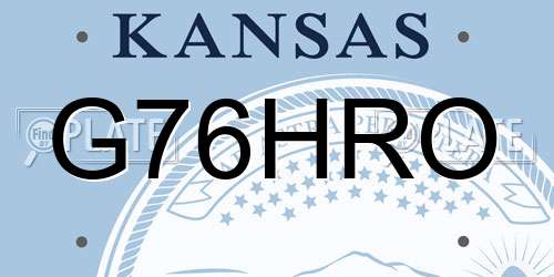 G76HRO Kansas License Plate